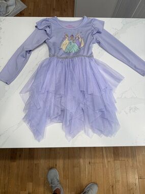 Disney Lilac Princess Tulle Dress with Ruffle Shoulders